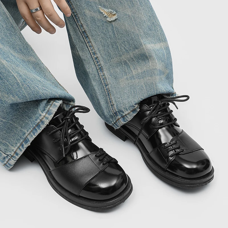 

Мужские кожаные туфли однотонные, простой классический дизайн, на плоской подошве, низкие, с круглым носком, подходят для повседневной ходьбы и отдыха.