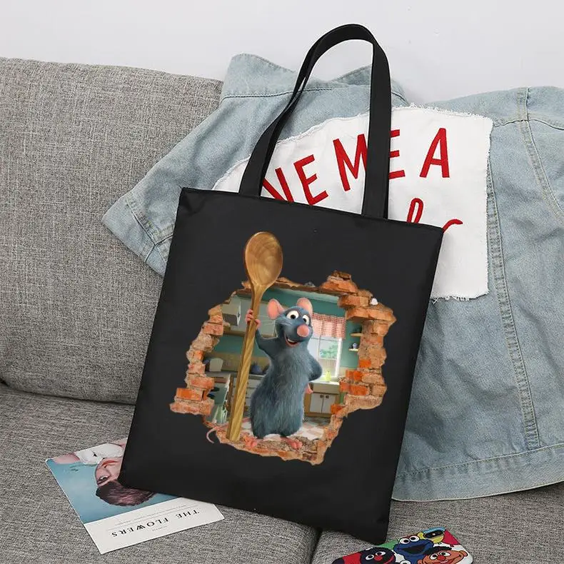 Disney Ratatouille Cartoon Große Kapazität Leinwand Umhängetasche frauen Casual Tote Kinder Student Handtasche Einkaufstaschen