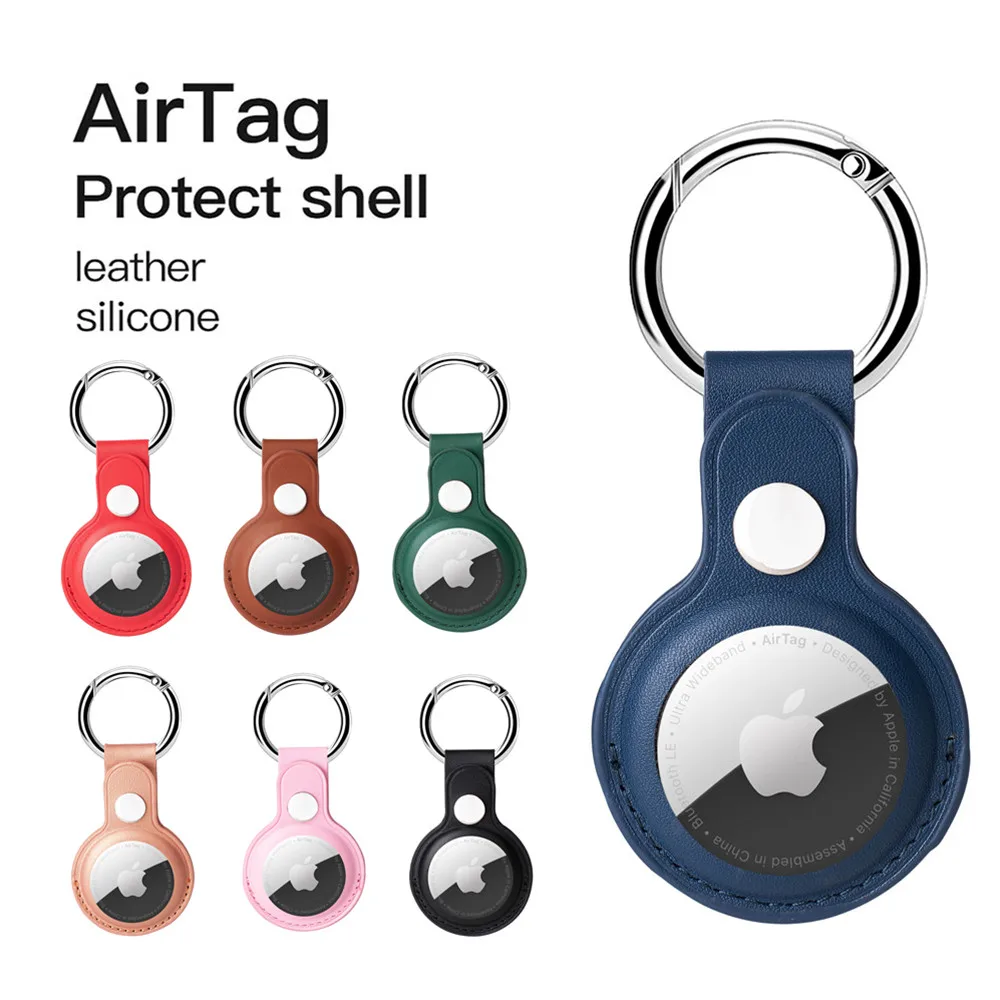 For Apple Airtag Case Leather Keychain Protective Cover For Air tag Dog Tracker Locator Device For airtag Case air tag llavero