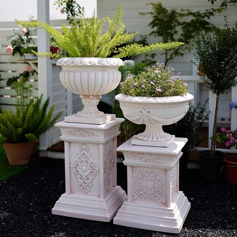 Roman column decorative ornament European garden courtyard wedding display stand plaster outdoor flower pot stand base