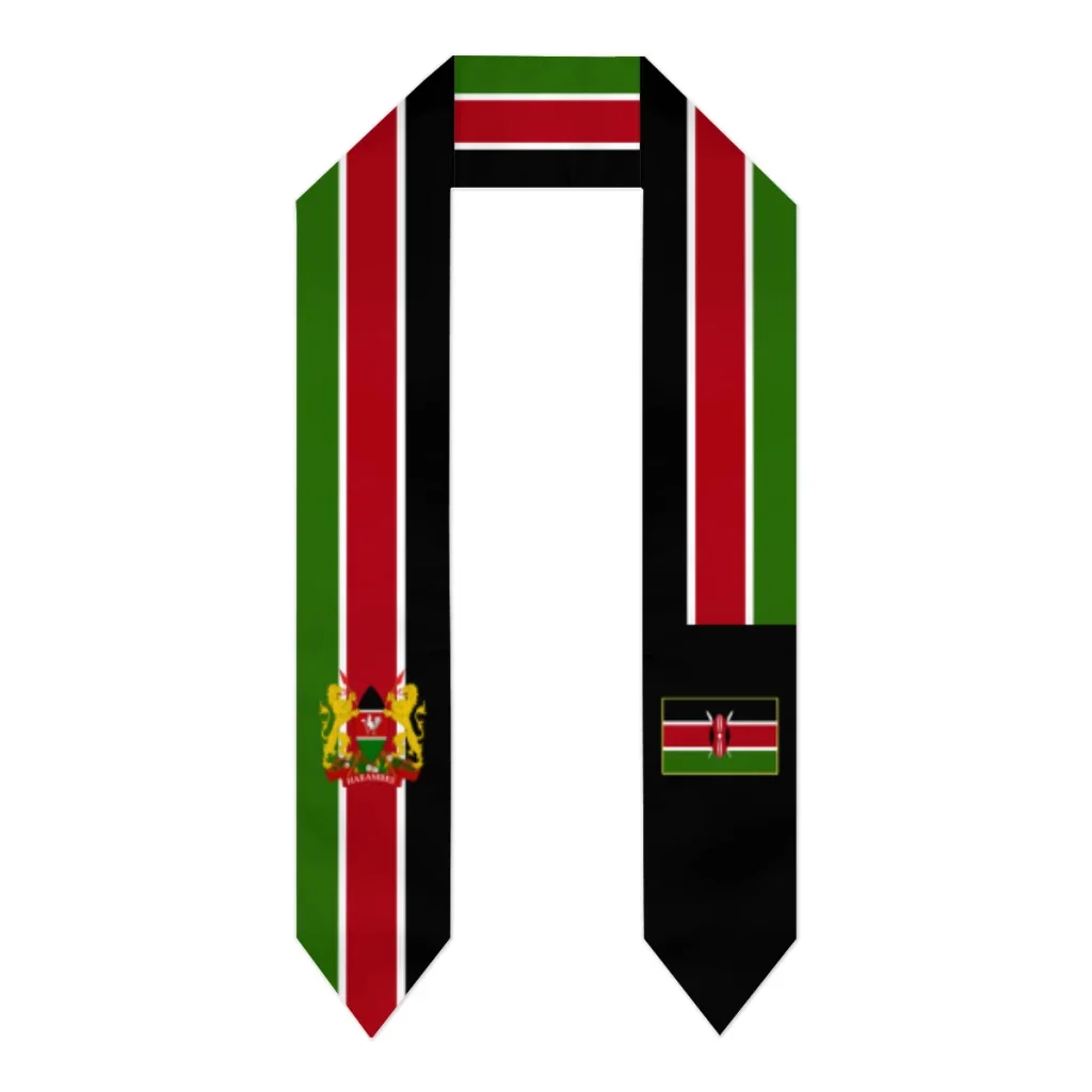 Kenya Flag Thick Graduation Sash Stole Scarf Double Sided Honor Stole For Graduation Students Class Of 2024