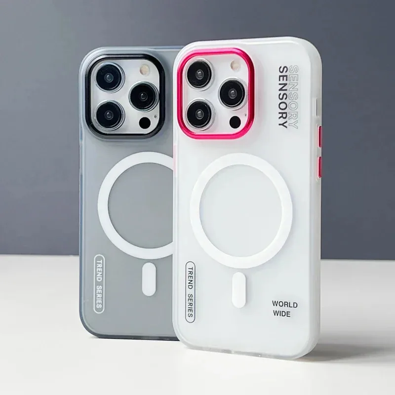 

Trendy MagSafe Wireless Charging Shockproof Case for iPhone 11/13/14/15 Pro & 12/13/14 Pro Max - Frosted Protective Back Cover