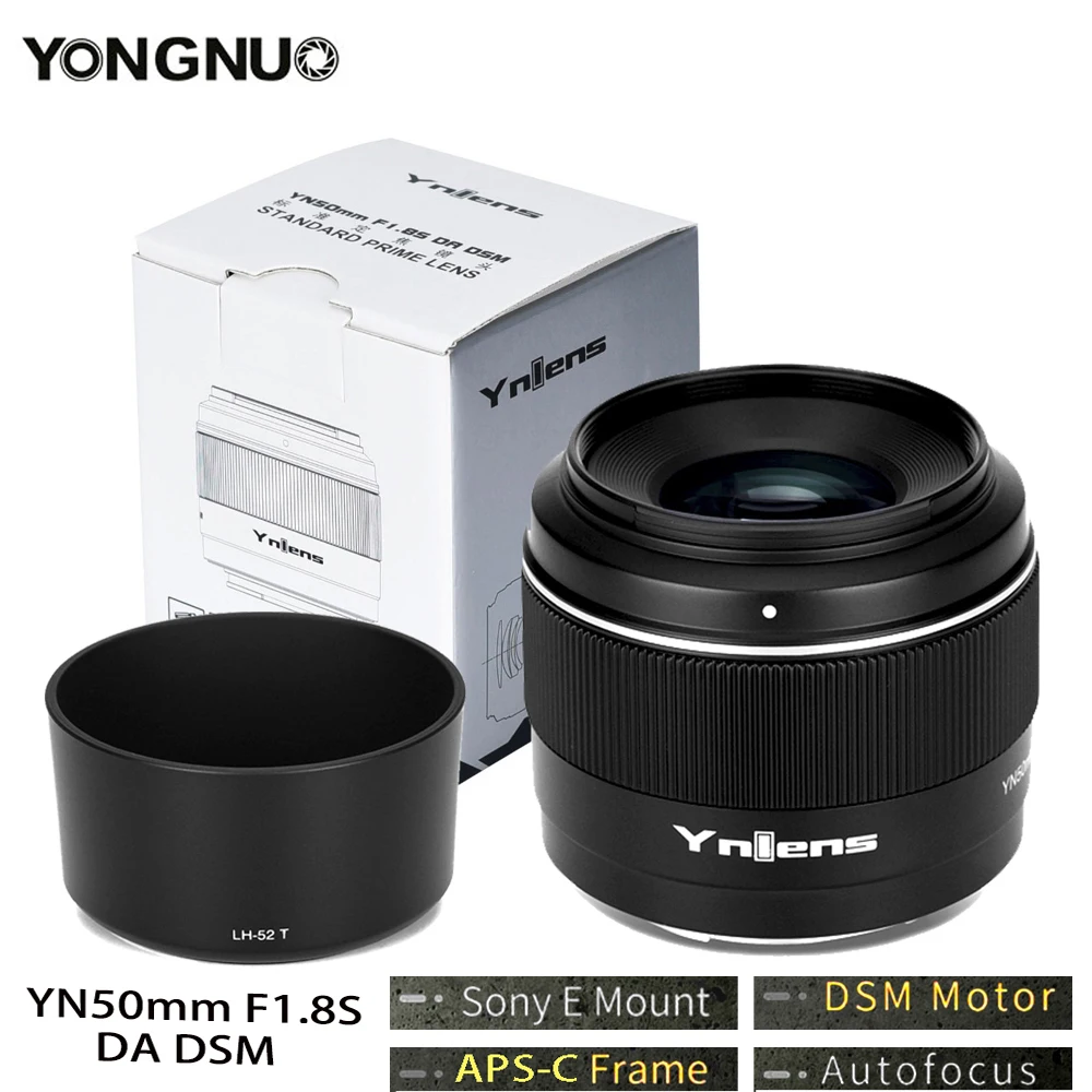 

YONGNUO YN50mm F1.8S DA DSM Large Aperture AF MF 50mm F1.8 Standard Prime Portrait Lens Auto Focus for Sony E-mount APS-C Camera