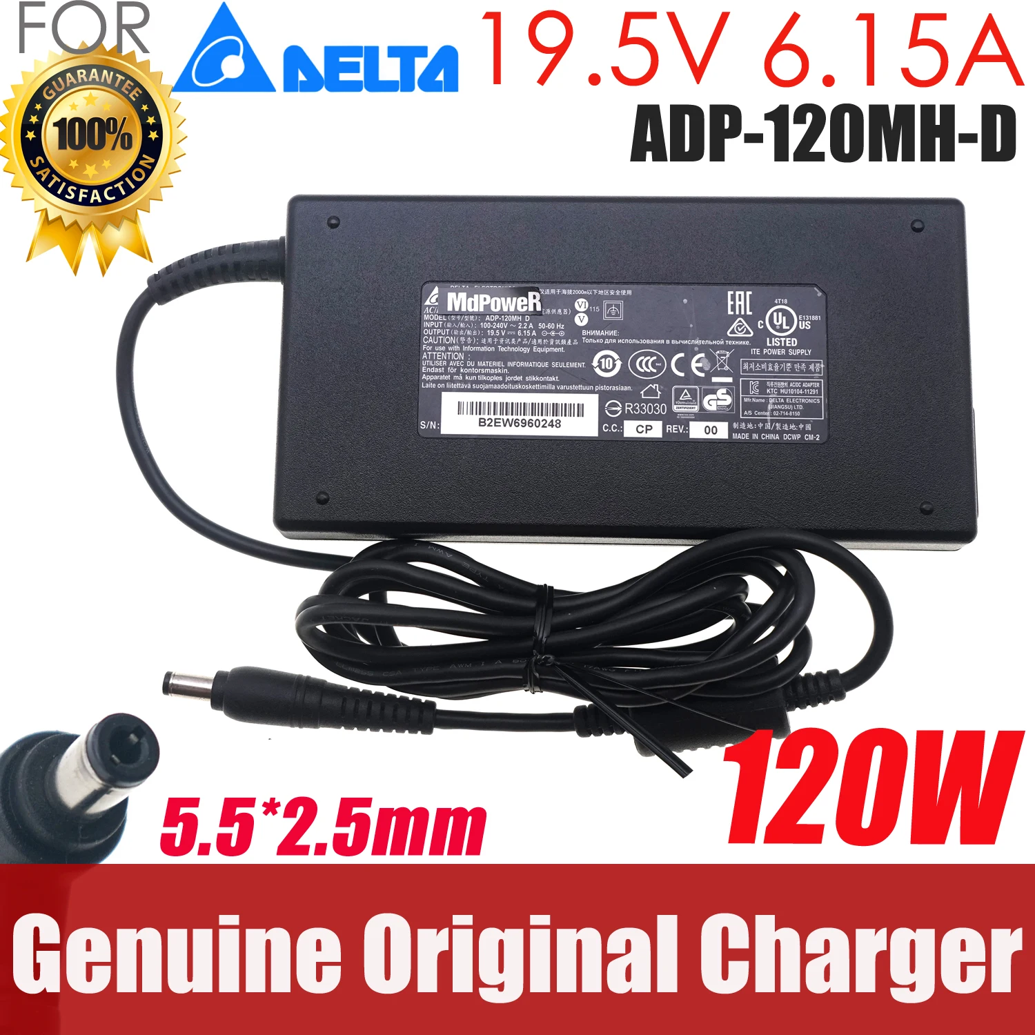 

Original Delta 19.5V 6.15A ADP-120MH D AC Adapter Charger for MSI GE60 2PF/2PG/2QD GF63 Thin 9SCXR 9SCX 9SCSR 9SC power supply
