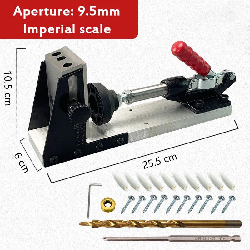 Túi Lỗ Jig Bộ Gỗ Xiên Lỗ Định Vị Với 9Mm Hoặc 9.5Mm Mũi Khoan Lỗ Puncher Tự Làm Nghề Mộc dụng Cụ