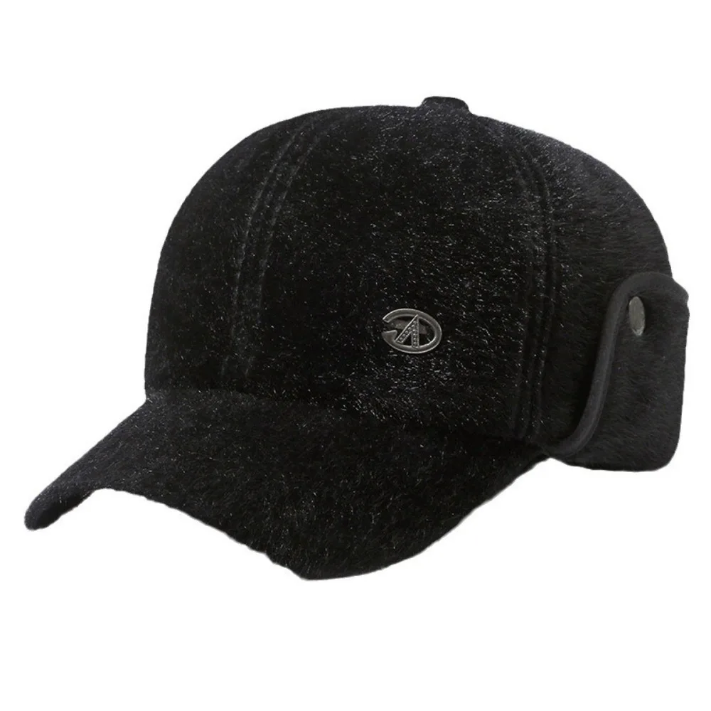 

High Quality Winter Men's Cap Warm Plush Earmuffs Hats Thickened Golf Hat