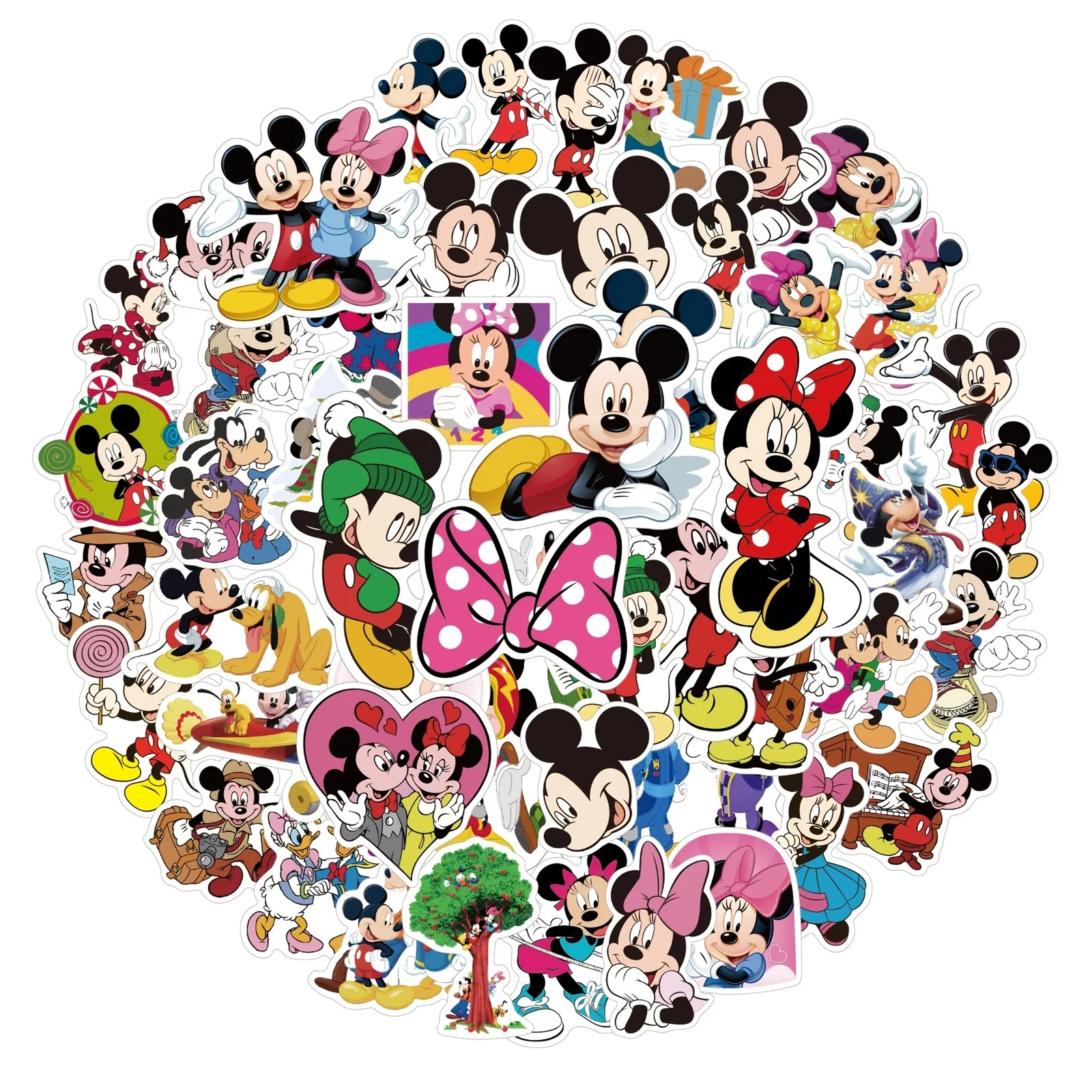 50 sztuk/zestaw Urocze naklejki graffiti z Myszki Miki Disneya, winylowe naklejki ścienne, romantyczne naklejki do dekoracji ścian sypialni