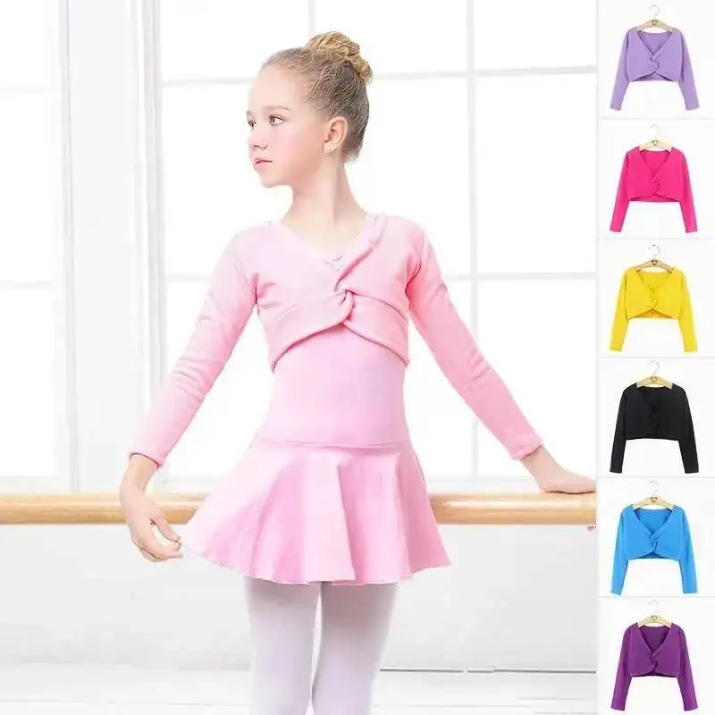 Tops Crop Girls Dance Ballet Leotards Coat High Waist Ballet Clothes Children Long Sleeve Gymnastics Leotard Overall 9 Colors