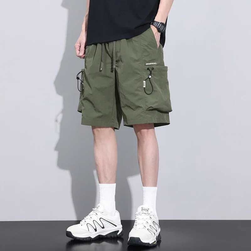 2024 New Summer Thin Cargo Men Loose Shorts Pocket Baggy Shorts Male Trendy Streetwear Hip Hop Korean Popular Y2k Clothes