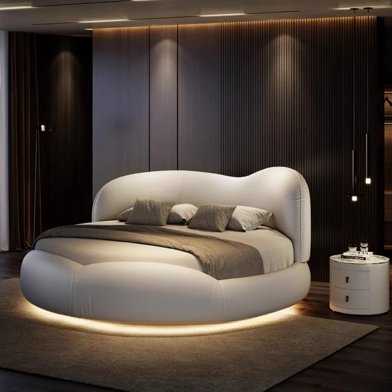 

Европейская современная круглая кровать, простая спальня принцессы, роскошная круглая кровать, креативный отель, элегантная мебель для дома