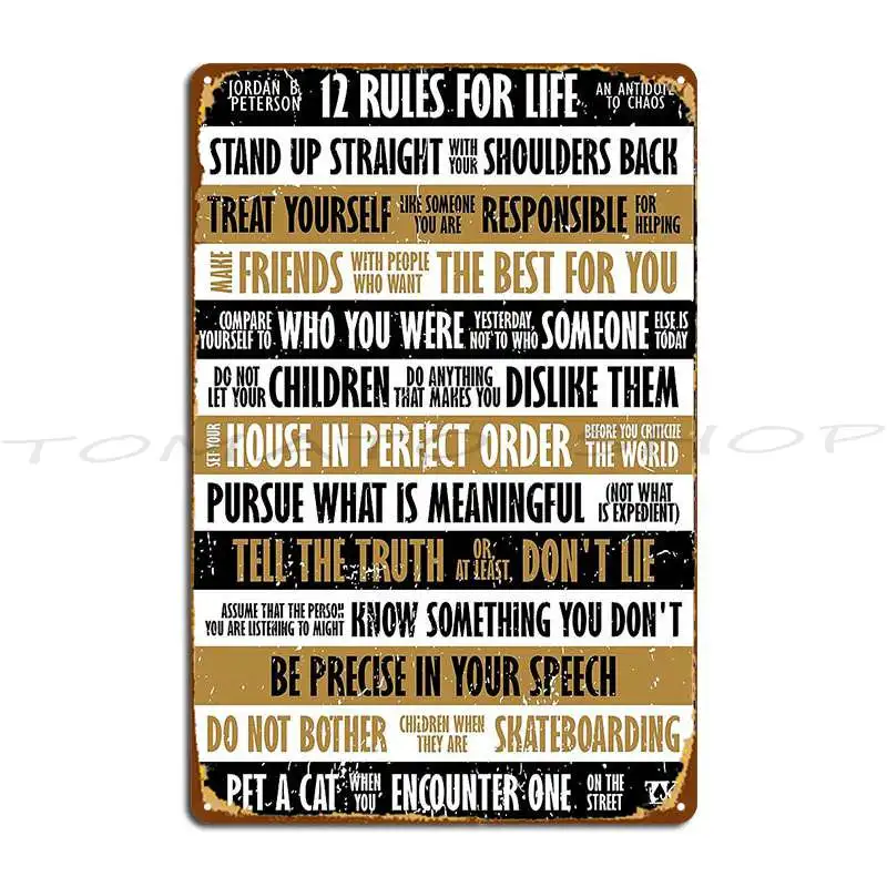 12 Rules For Life Metal Plaque Poster Cinema Painting Party Designer Tin Sign Poster