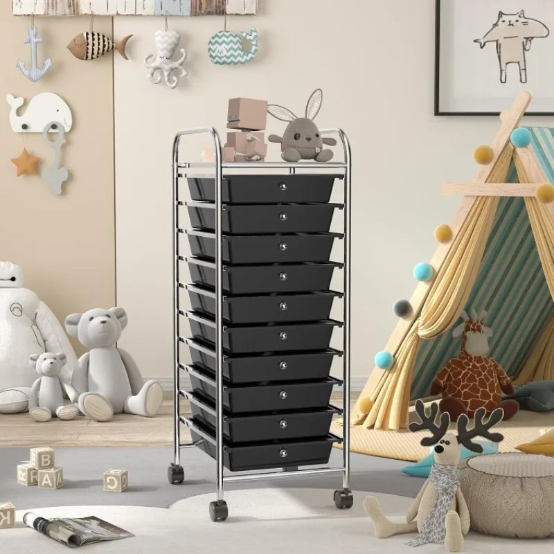 Storage rack Multi-drawer storage car Lockable wheels Movable multi-function