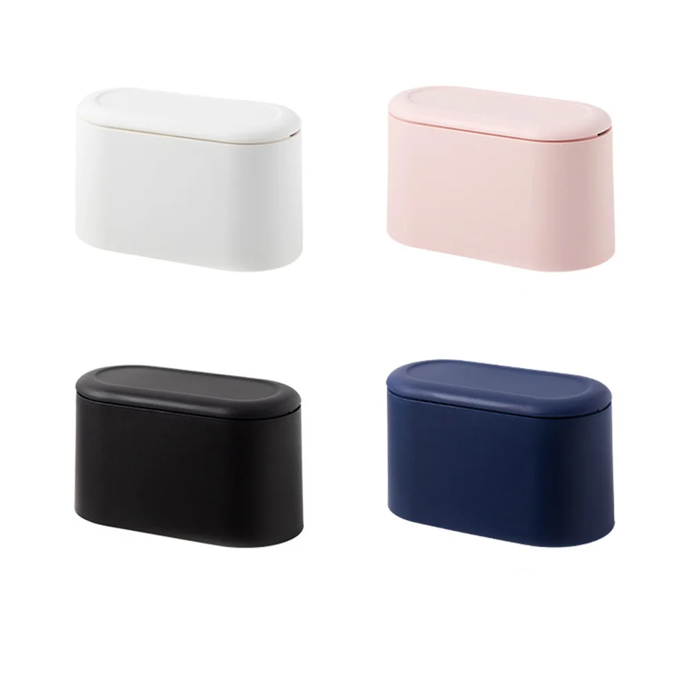 

1Pcs Press Mini Desktop Trash Can Pink Compact Simple Small Table Waste Bin Environmental Garbage Container for Desk