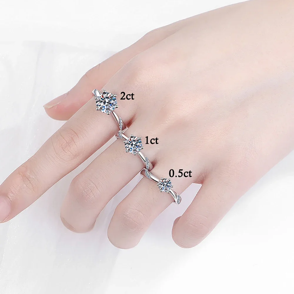 GRA Certified 0.5-3CT Moissanite Ring for Women D Color VVS1 Lab Diamond Solitaire Rings Engagement Promise Wedding Band Jewelry