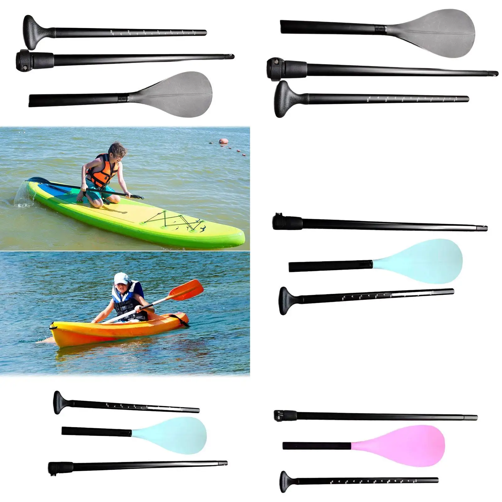 Kayak Paddles Kayaking Oar Accessories Detachable for Kids Canoe Paddle for Rafting Surfboard Inflatable Boat Kayaking