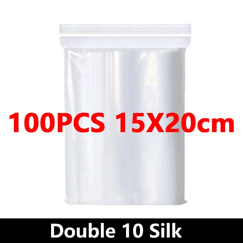 100Pcs Thicken Zipper Sealed Bags Clear Plastic Storage Bag for Small Jewelry Food Packing Reclosable Ziplock Sealing Bags image 3