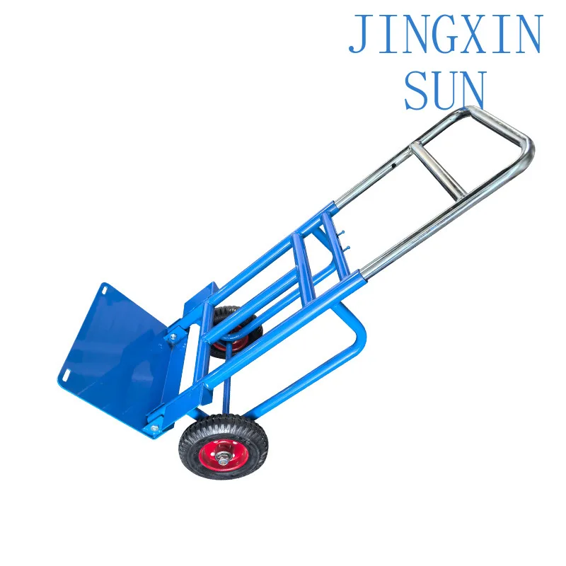 Two-wheel Heavy-duty Trolley for Tiger Cart for Pulling Goods Small Trailer Foldable Tie Rod Silent Hand Truck for Logistics