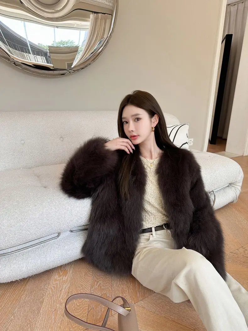 인조 모피 넥 워머 코트 여성용 데미 시즌 플러시 슬렌더 자카드 스트리트웨어 고딕 텐더 의상 클린 윈드브레이커 벨트 OL