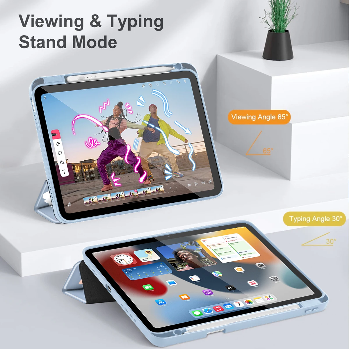 Прозрачный чехол с милым щенком на спине для iPad 2025 M4 Pro 13 11 Air 11 10th 10,9 дюймов Air 4 Air 5 2022 10,2 дюйма с автоматическим пробуждением/сна