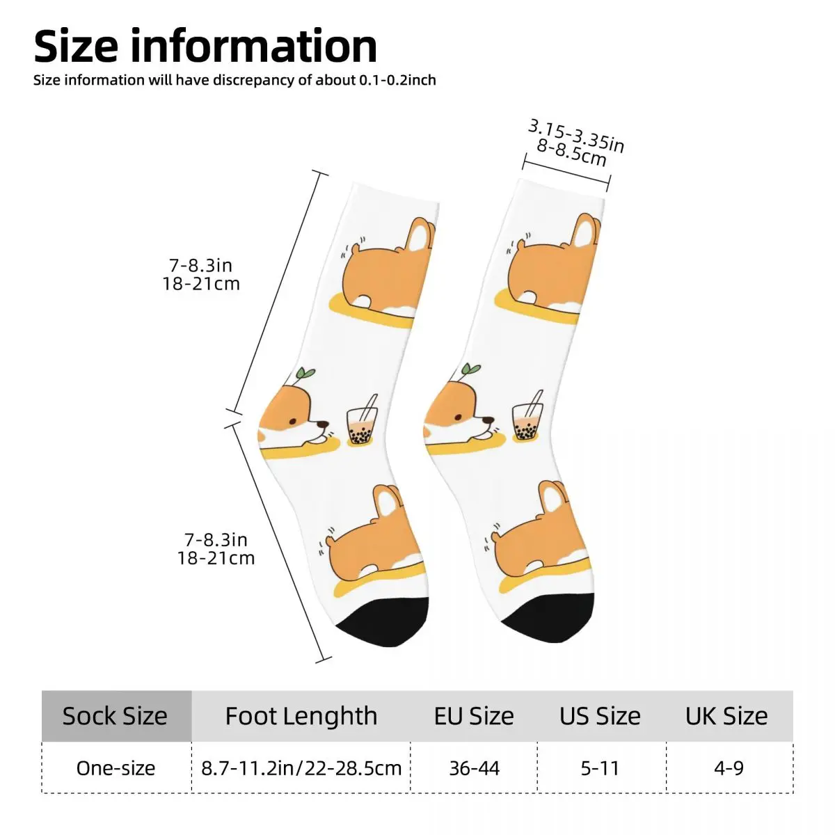 Calcetines Corgi y Bubble Tea, medias absorbentes del sudor Harajuku, calcetines largos para todas las estaciones, accesorios para regalo de cumpleaños Unisex