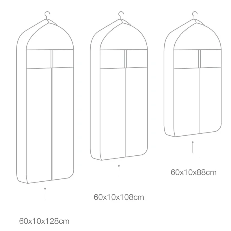 Non-woven Clothes Dust Covers Clothes Hanging Garment Dress Clothes Suit Coat Dust Cover Storage Bag Pouch Wardrobe Hanging