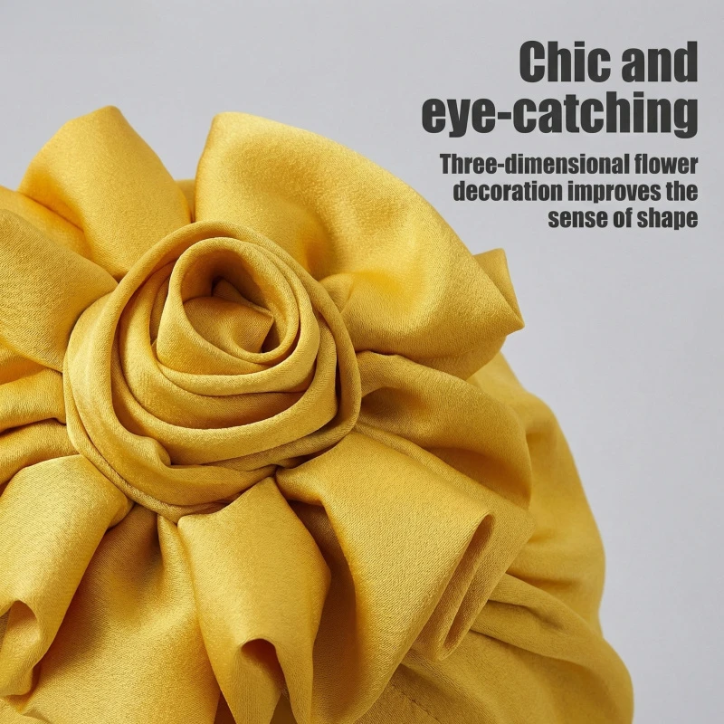 2pcs Elegant Floral Turban Hats Stretchy Pleated Headwraps Stylish Hijab Caps Versatile Additions Ramadan Outfits Banquet Party 6