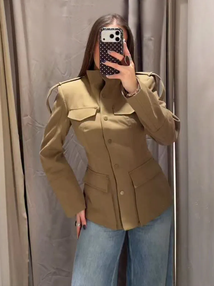 

Женский приталенный блейзер HH Spring Fashion с одной пуговицей, декоративными карманами, повседневный, элегантный, с длинными рукавами, для офиса