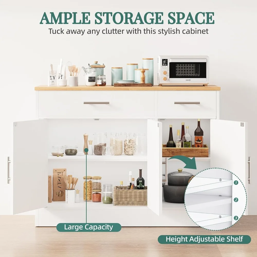 Modern Farmhouse Style Buffet Cabinet with 3 Doors and 42 Barn Doors Storage