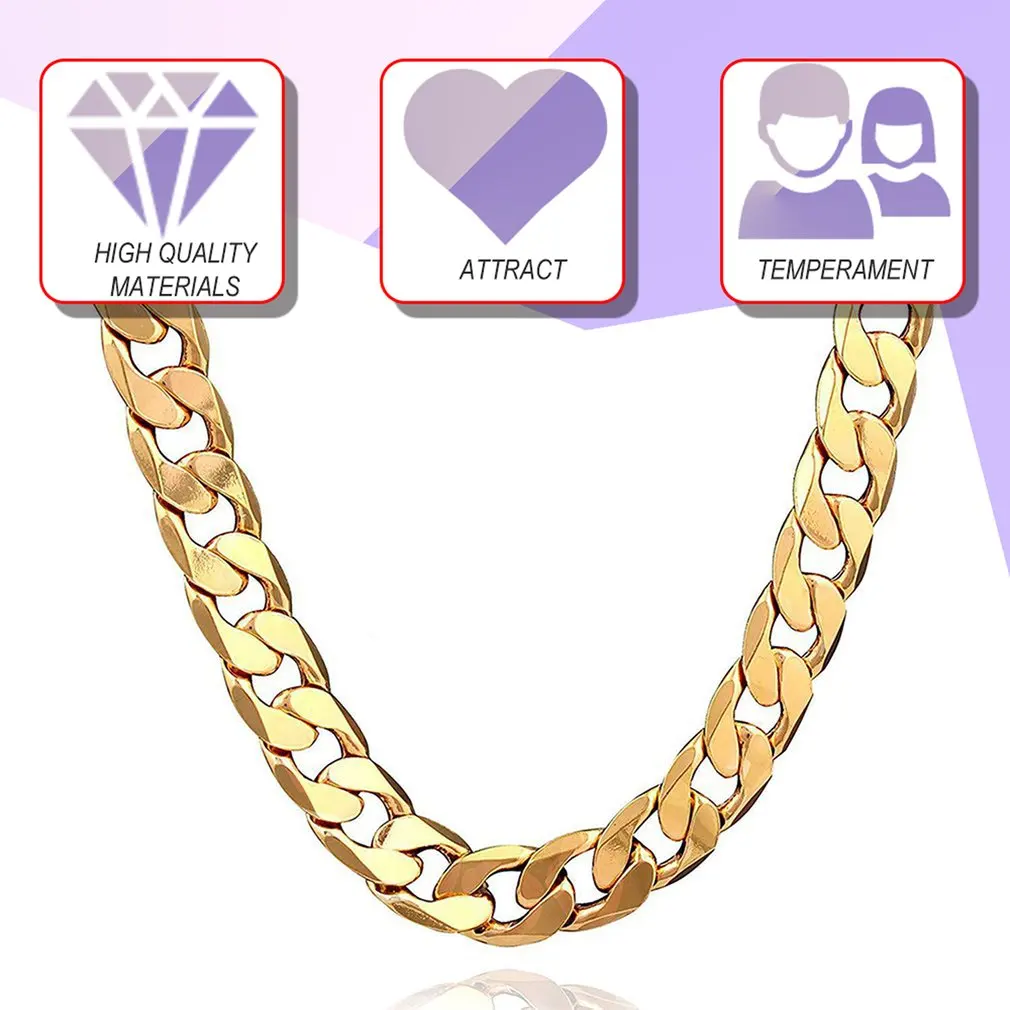Cadena de eslabones cubanos Punk para hombre y mujer, collar largo de oro de 46/51/56/61/66/71/76CM, joyería de moda, regalo