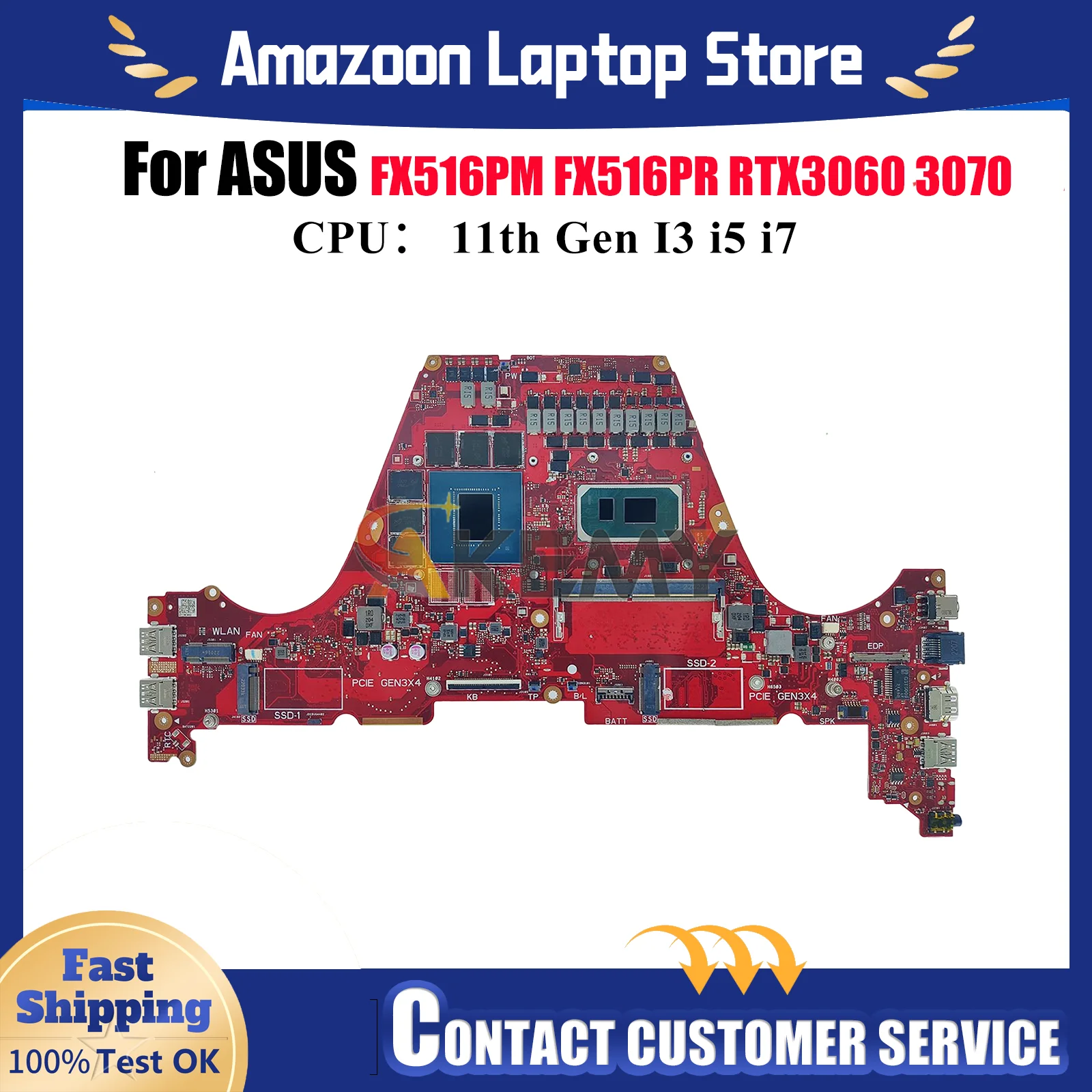 

Материнская плата для ноутбука FX516PR для ASUS TUF Gaming FX516PR FX516PM FX516P, материнская плата с 11-го поколения I3 i5 i7 100% тест, ОК, быстрая доставка