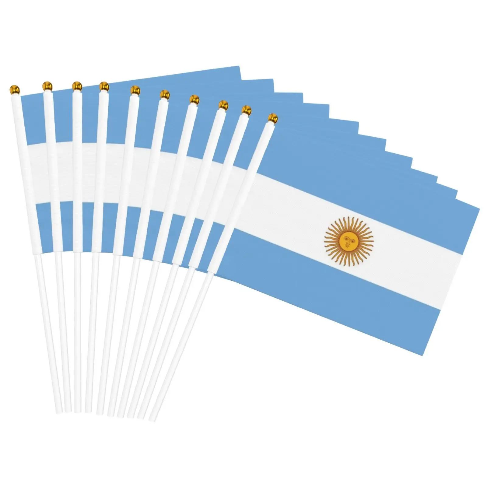 Argentina Soccer Team Hand Waving Flag With Plastic Pole National Team Fans Cheering Handheld Flag Football Match Party Supplies
