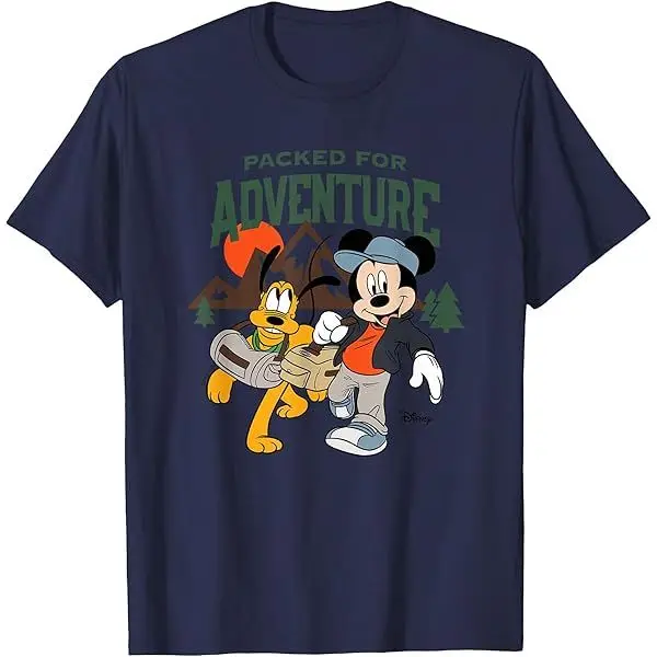 Het nieuwe Disney Mickey Cartoon Printing uit 2025 Gemakkelijk en comfortabel vrijetijdskatoenen T-shirt voor heren en dames met geld