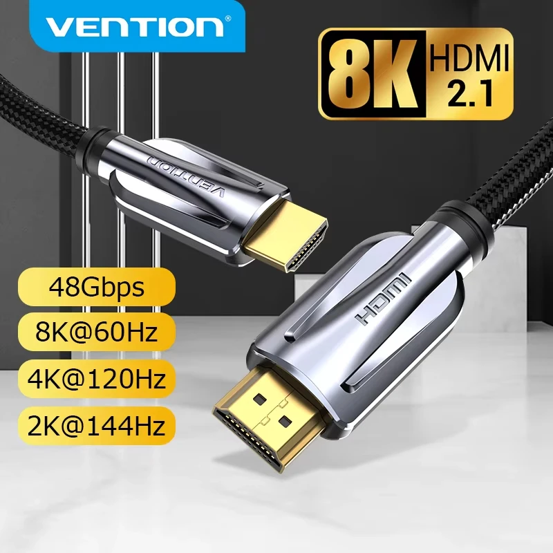 Vention Cable HDMI 2,1 8K @ 60Hz Cable HDMI de alta velocidad 48Gbps para Apple TV PS4 Cable de interfaz Multimedia de alta definición HDMI 3m