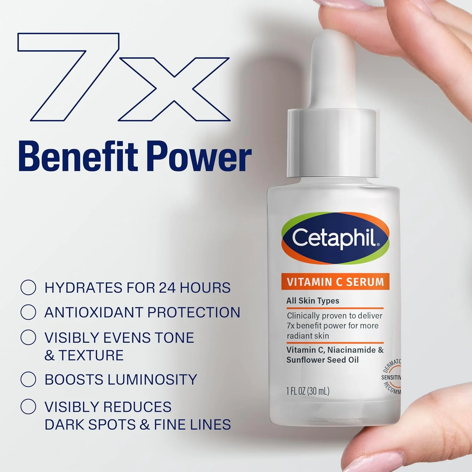 

Сыворотка Cetaphil с витамином С и ниацинамидом, корректор темных пятен и осветляющая сыворотка для лица для чувствительной кожи, без отдушек