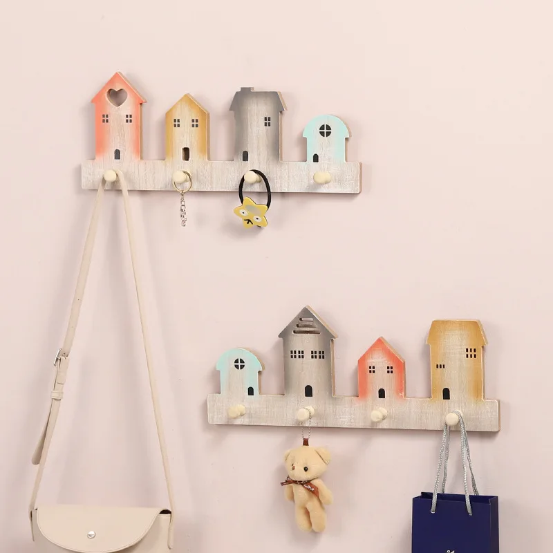 Storage Hooks Natural Saving Wooden Rack Hook Hook Home Wood House Space Kids Room Baby Shape Decoration Girl Wall For Decor