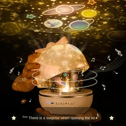 360° Rotate Music Night Light Galaxy Star Ocean Projector Lamp Kids' Room Projection Light Romantic Girl's Gift Projector Lamp