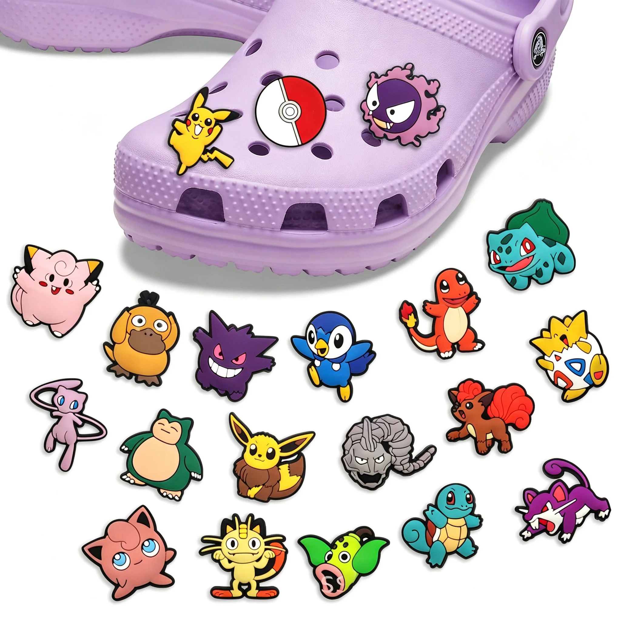 Random 17/35Pcs Set Cartoon elf Shoe Charms Soft Rubber PVC Clog Pins For Slides Sandals Decor Custom DIY Accessories Gift