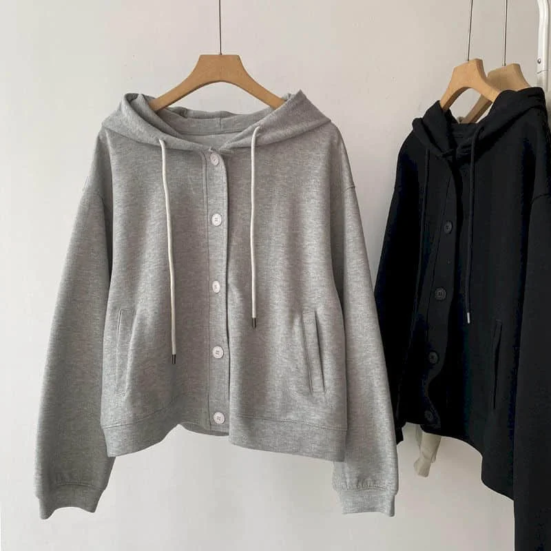 

Толстовки для женщин, свободная рабочая одежда в корейском стиле с капюшоном, однобортные кардиганы, пальто с длинными рукавами, повседневные женские топы