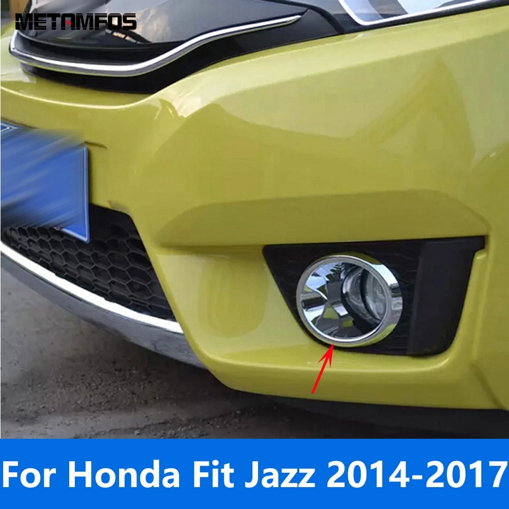 Front Rear Bumper Fog Light Lamp Cover Trim For Honda Fit Jazz 2014 2015 2016 2017 Chrome Foglight Protection Frame Accessories