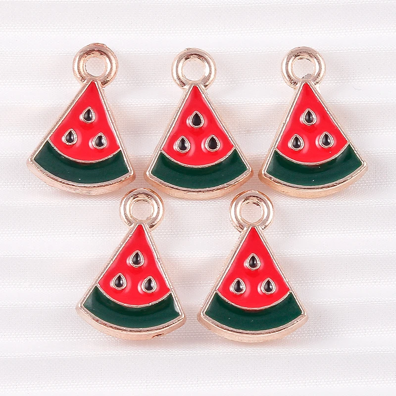 10 Stück 11x16mm Niedliche Mini-Emaille-Frucht-Wassermelonen-Anhänger für Schmuckherstellung, Ohrringe, Halsketten, Armbänder, DIY-Bastelarbeiten, Geschenke – Detail 6