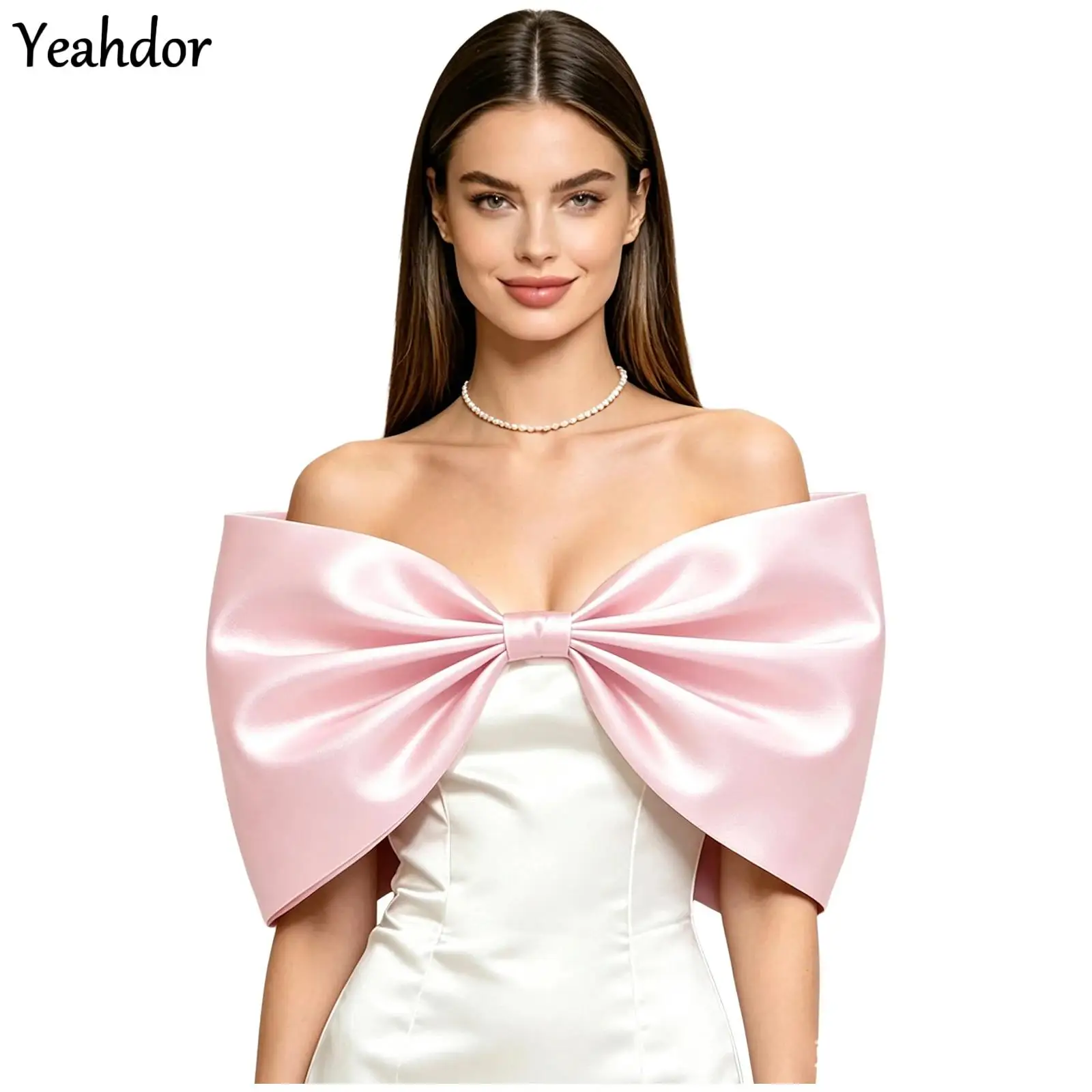Detachable Satin Bowknot Puffy Bow Shawl Wedding Costume Accessory for Banquets Birthday Party Evening Bridal Gown Bow Decors