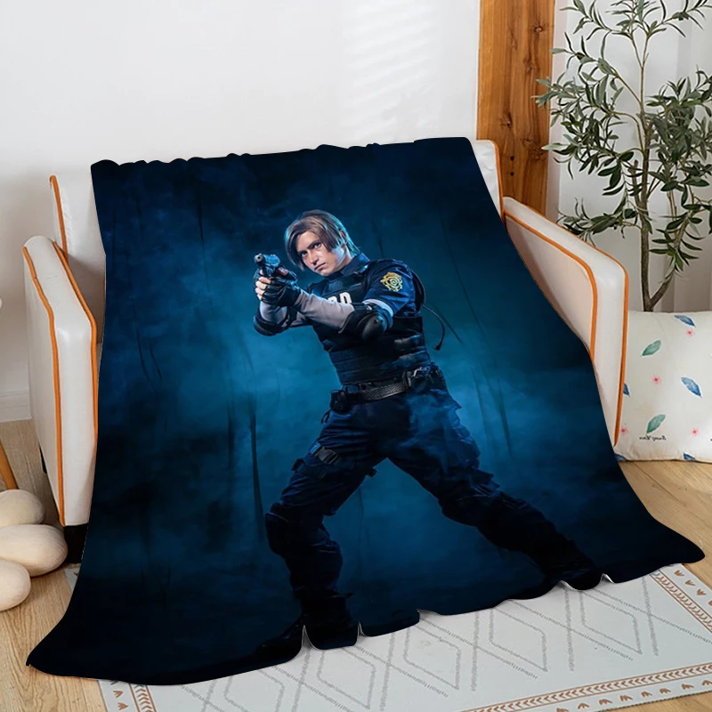 Sofa Blankets for Winter B-Leon Kennedy Microfiber Bedding Warm Bed Camping Custom Fleece Fluffy Soft Blankets King Size