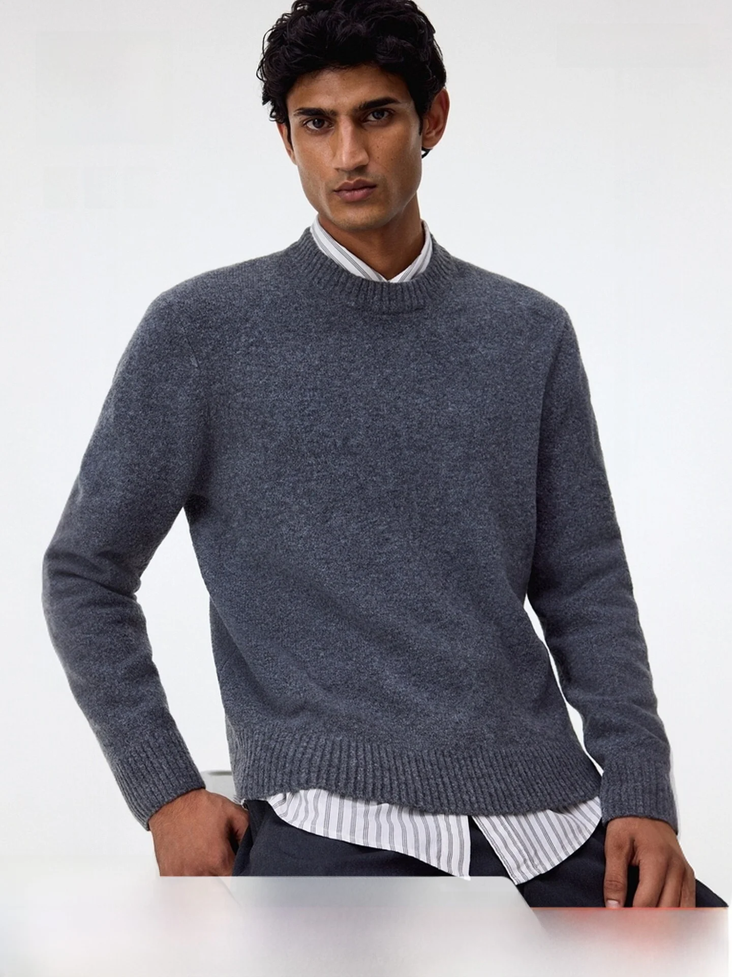 

H&M Men's Knitted Wool Blend Fce Lined Slim Fit Sweater Casual Sle Polyester Acrylic Wool Spandex Blend Hoodie