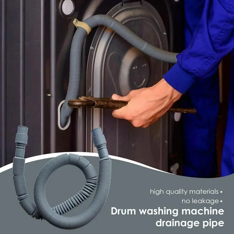 Washing Machine Drain Hose Extension Dishwasher Flexible Drain Pipe Drain Replacement Leakproof Corrugated Discharge Hose Drain