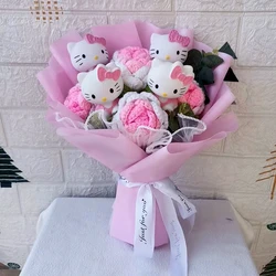 Ramo de peluche de dibujos animados de Hello Kitty, rosa de Anime, flores de jabón, muñeca, decoración para el hogar, boda, Navidad, regalo del Día de San Valentín