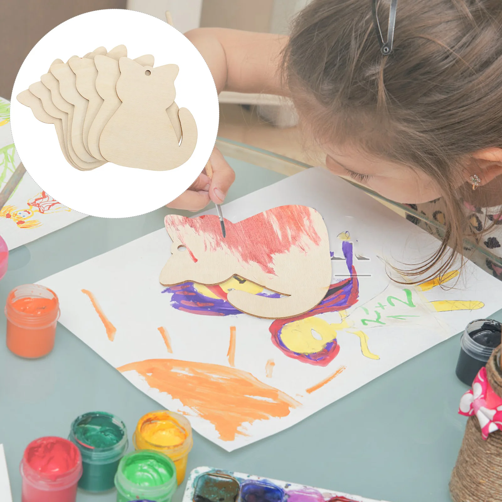 

40pcs Wooden Cat Decorations Unfinished Wood Slices Diy Cat Cutouts For Projects Wall Ornaments Handicraft Supplies