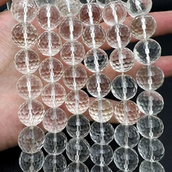 16MM 25PCS Large Faceted Natural Rock Crystal Clear Quartz Round Nugget Beads For DIY Jewelry Making MY240922