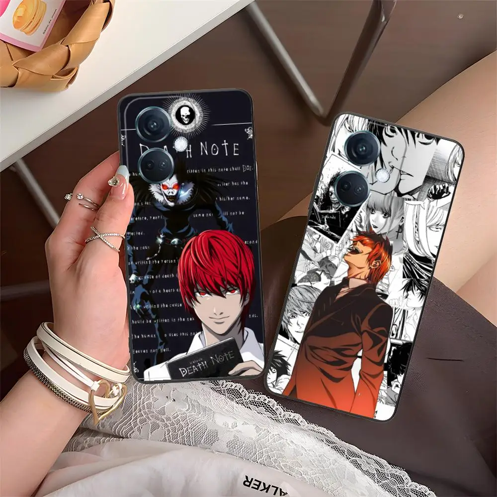 مذكرة الموت كيرا ضوء قضية الهاتف المحمول ل ممن لهم رينو 14 13 12 11 10 9 8 7 6 5 F T Pro 5G غطاء الطباعة الملونة جميلة #3