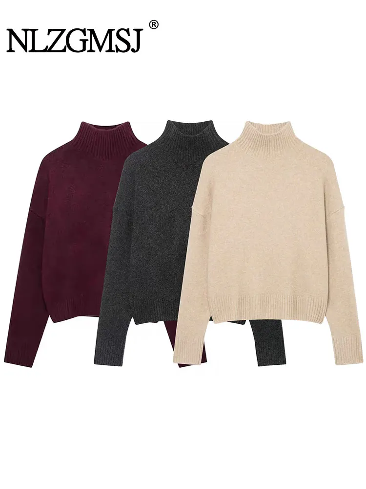 

NLZGMSJ женский осенне-зимний пуловер модный однотонный женский свитер с длинными рукавами пуловер элегантный универсальный уличный топ