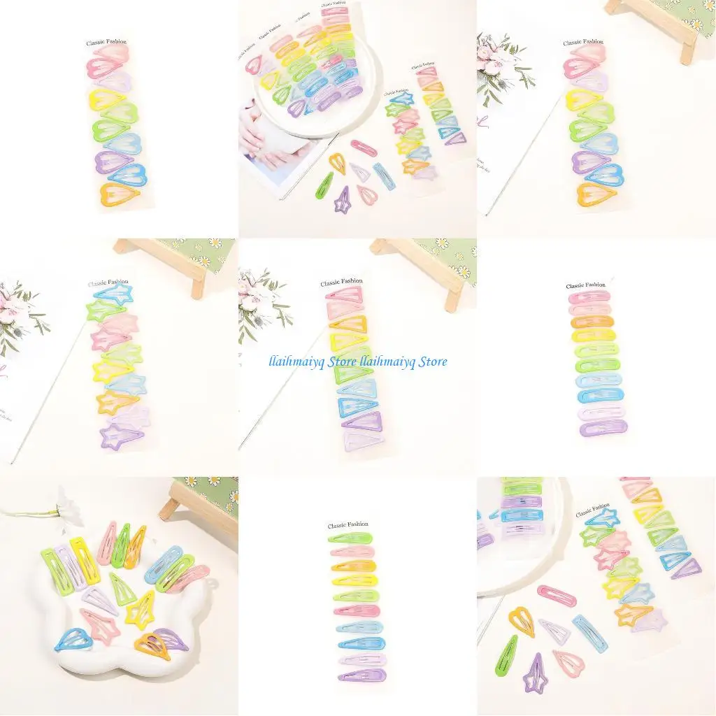 

573B 10 Pcs/Row Hair Pins Set Y2K-style Solid Color Metal Headdress Multi-color